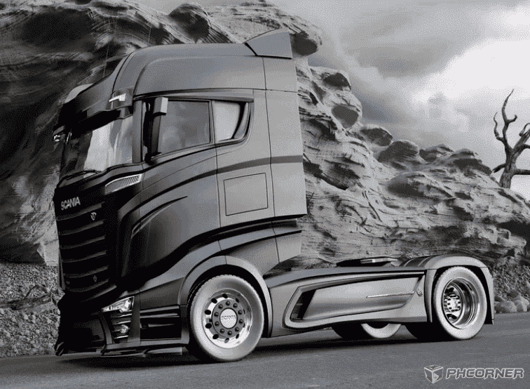 Camiones Del Futuro Scania R1000 Negro Rojo De Lado