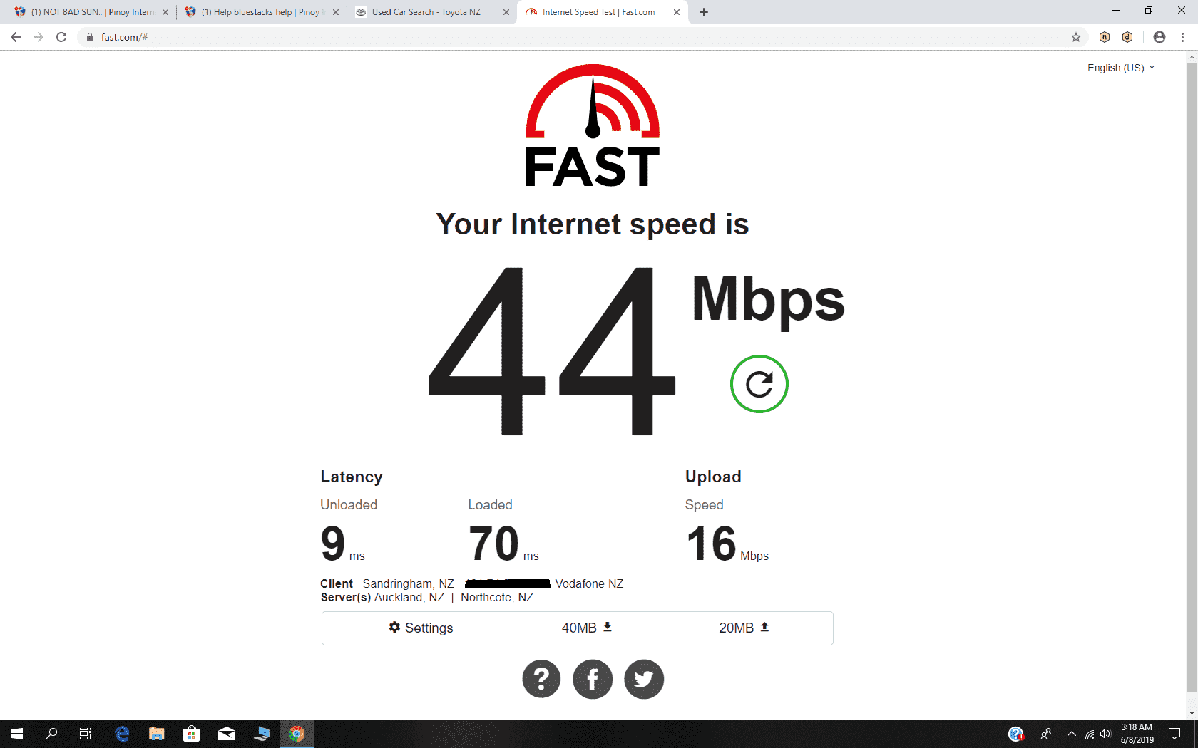 Vodafone NZ fiber speed